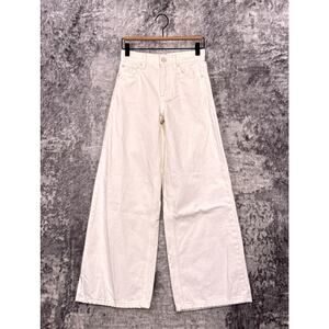 Alice + Olivia Jeans 24 Womens Mid Rise Wide Leg White Denim